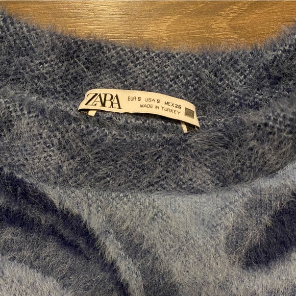 NEW Zara Blue Fuzzy Eyelash Blue Paisley Sweater Vest/Skirt Set - Picture 8 of 10